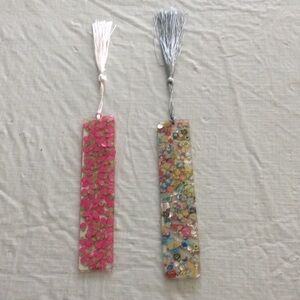 Two Colorful Resin Bookmarks with Tassels